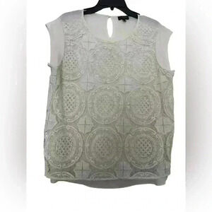 The Limited Ivory Sleeveless Crochet Lace Blouse - Size XL